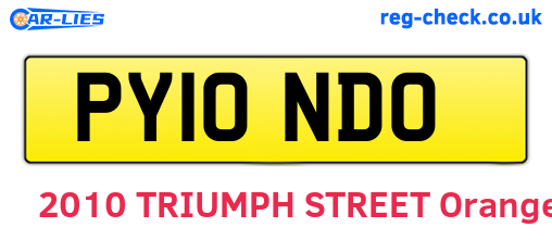 PY10NDO are the vehicle registration plates.