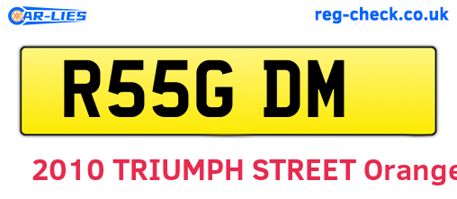 R55GDM are the vehicle registration plates.