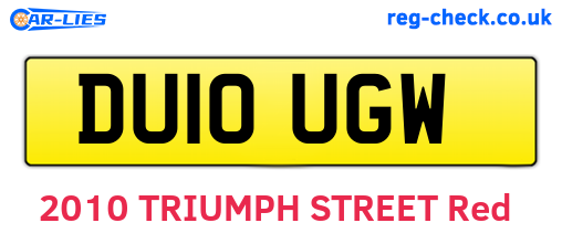 DU10UGW are the vehicle registration plates.