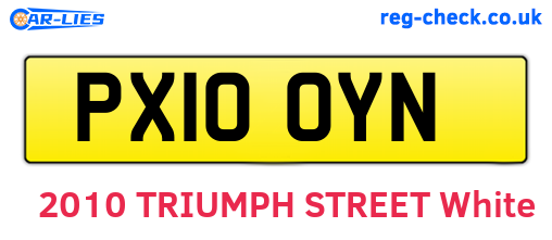 PX10OYN are the vehicle registration plates.