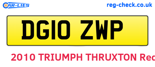 DG10ZWP are the vehicle registration plates.
