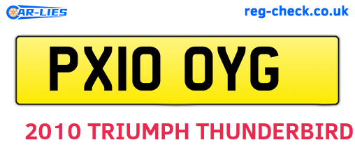 PX10OYG are the vehicle registration plates.