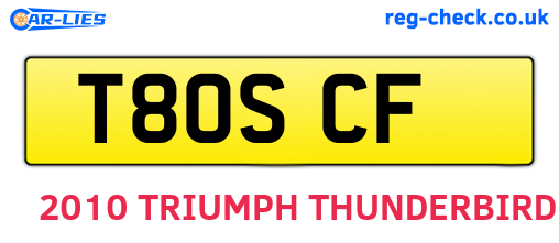 T80SCF are the vehicle registration plates.