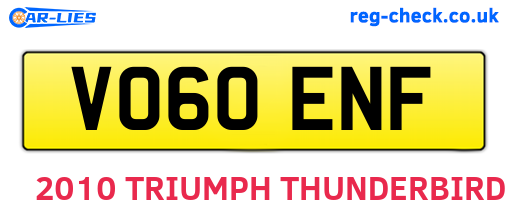 VO60ENF are the vehicle registration plates.