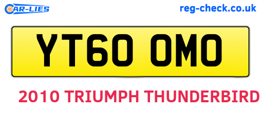 YT60OMO are the vehicle registration plates.