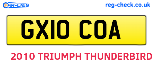 GX10COA are the vehicle registration plates.