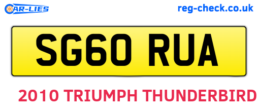 SG60RUA are the vehicle registration plates.