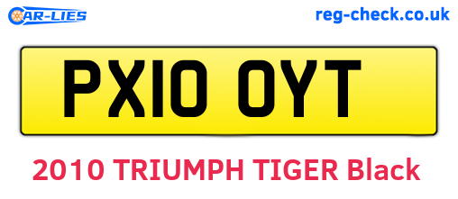 PX10OYT are the vehicle registration plates.