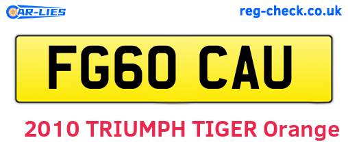 FG60CAU are the vehicle registration plates.