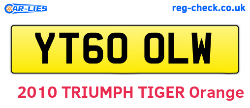 YT60OLW are the vehicle registration plates.