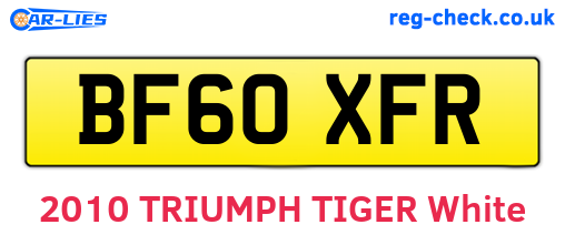 BF60XFR are the vehicle registration plates.