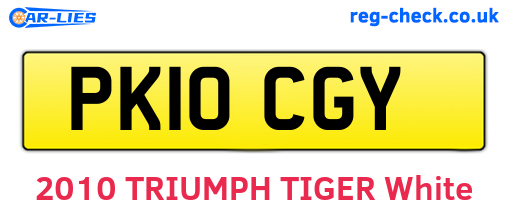 PK10CGY are the vehicle registration plates.