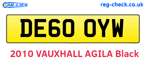 DE60OYW are the vehicle registration plates.