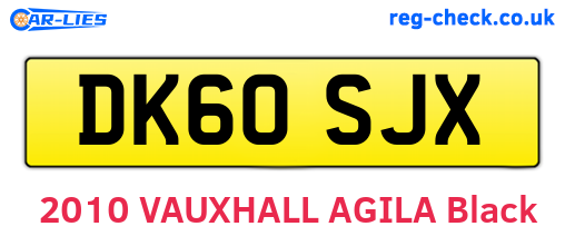 DK60SJX are the vehicle registration plates.