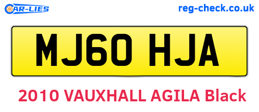 MJ60HJA are the vehicle registration plates.