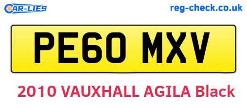 PE60MXV are the vehicle registration plates.