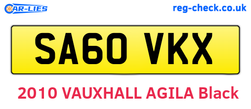 SA60VKX are the vehicle registration plates.