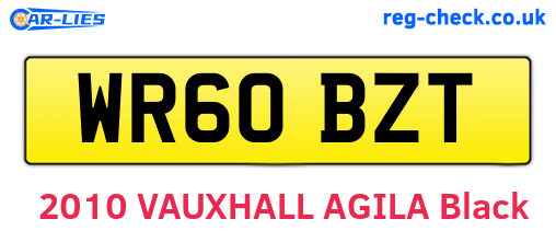 WR60BZT are the vehicle registration plates.