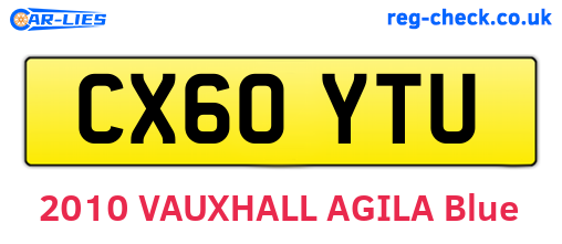 CX60YTU are the vehicle registration plates.