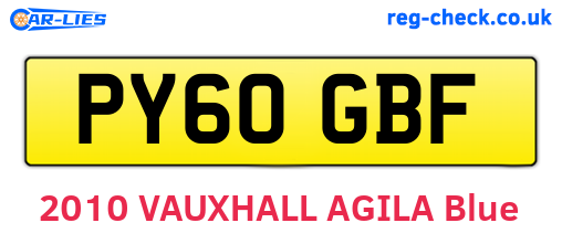 PY60GBF are the vehicle registration plates.