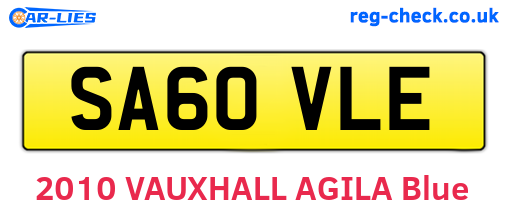 SA60VLE are the vehicle registration plates.