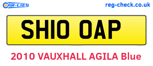 SH10OAP are the vehicle registration plates.