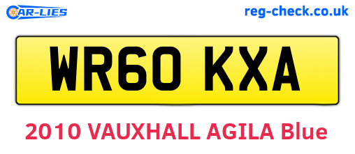 WR60KXA are the vehicle registration plates.
