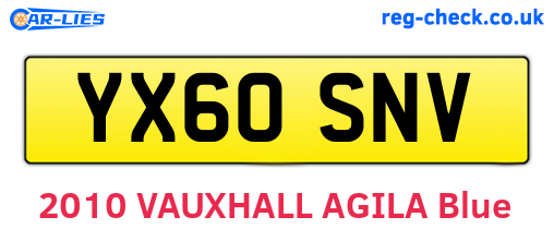 YX60SNV are the vehicle registration plates.