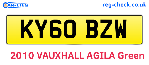 KY60BZW are the vehicle registration plates.