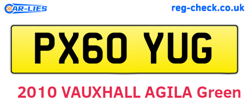 PX60YUG are the vehicle registration plates.