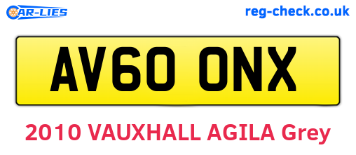 AV60ONX are the vehicle registration plates.