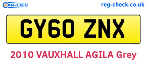 GY60ZNX are the vehicle registration plates.