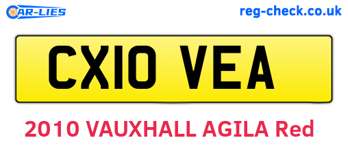 CX10VEA are the vehicle registration plates.