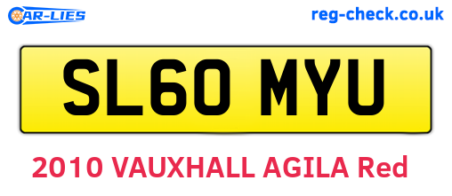 SL60MYU are the vehicle registration plates.