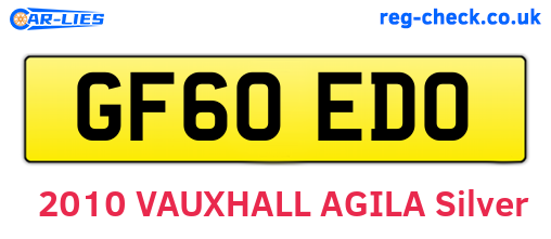 GF60EDO are the vehicle registration plates.