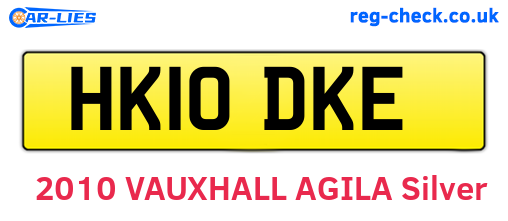 HK10DKE are the vehicle registration plates.