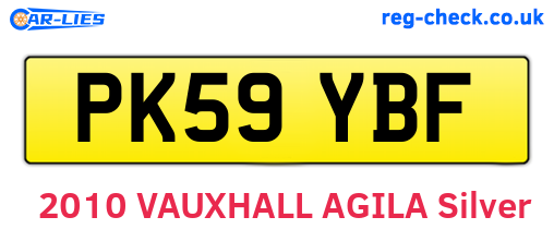 PK59YBF are the vehicle registration plates.