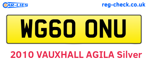 WG60ONU are the vehicle registration plates.