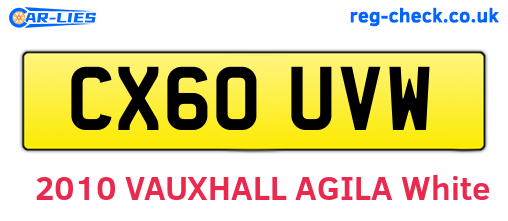 CX60UVW are the vehicle registration plates.