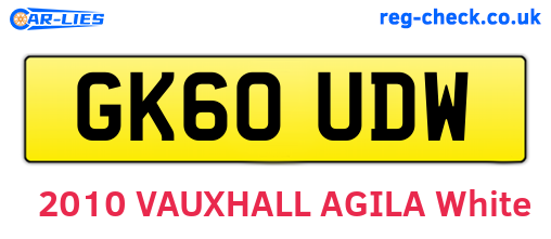 GK60UDW are the vehicle registration plates.