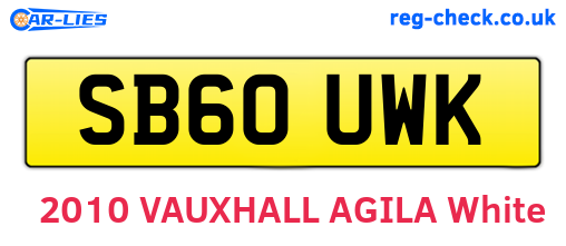 SB60UWK are the vehicle registration plates.