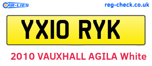 YX10RYK are the vehicle registration plates.