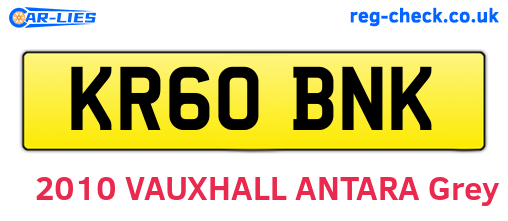 KR60BNK are the vehicle registration plates.