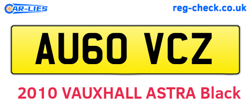 AU60VCZ are the vehicle registration plates.
