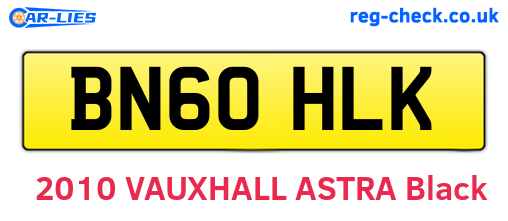 BN60HLK are the vehicle registration plates.