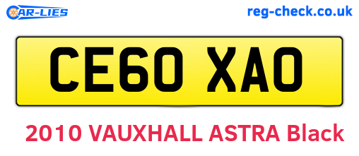 CE60XAO are the vehicle registration plates.