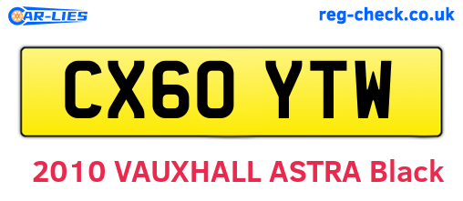 CX60YTW are the vehicle registration plates.