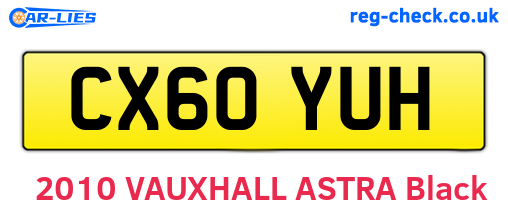 CX60YUH are the vehicle registration plates.
