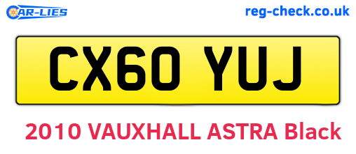 CX60YUJ are the vehicle registration plates.