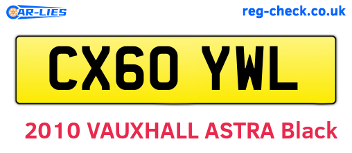 CX60YWL are the vehicle registration plates.